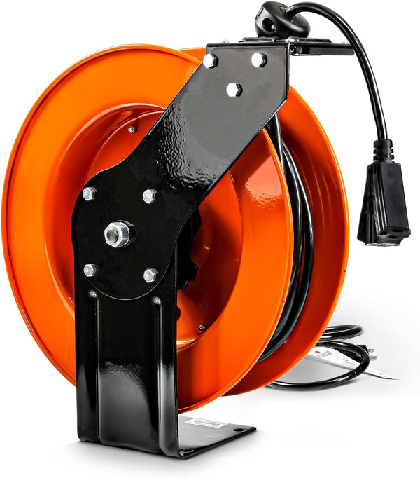 SuperHandy Extension Cord Reel Retractable 12AWG x 80 Foot GUR071 - Orange/Black Like New