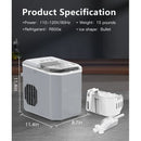 AGLUCKY 26LBS COUNTERTOP ICE MAKER, BULLET ICE TYPE IN 2 SIZES Z5822G - GRAY - Like New