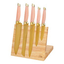 PARIS HILTON KNIFE BLOCK SET, MAGNETIC WOODEN KNIFE BLOCK, 6PC PINK/GOLD - Like New