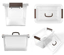 WYT Clear Plastic Storage Latch Box/Bins 3-Pack Organizer Brown Latching - Brand New