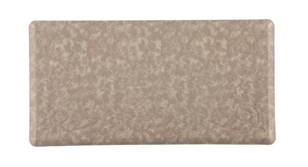 J&V TEXTILES CLOUD COMFORT 20X39 MEDALLION EMBOSSED ANTI-FATIGUE MAT - BEIGE - Brand New