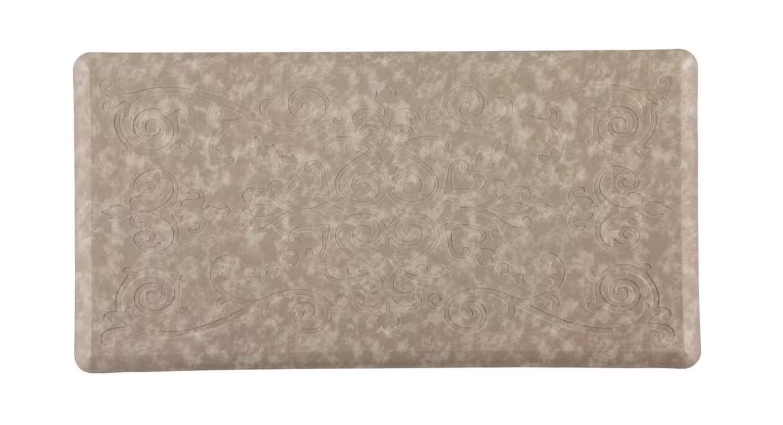 J&V TEXTILES CLOUD COMFORT 20X39 MEDALLION EMBOSSED ANTI-FATIGUE MAT - BEIGE - Brand New