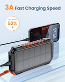HILUCKEY POWER BANK SOLAR CHARGER 27000MAH BUILT IN 3 CABLES T11X - BLACK/ORANGE - Like New