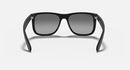 RAY-BAN JUSTIN CLASSIC MATTE RUBBER BLACK FRAME LIGHT GRAY LESNSES 54-16-145 3P - Like New