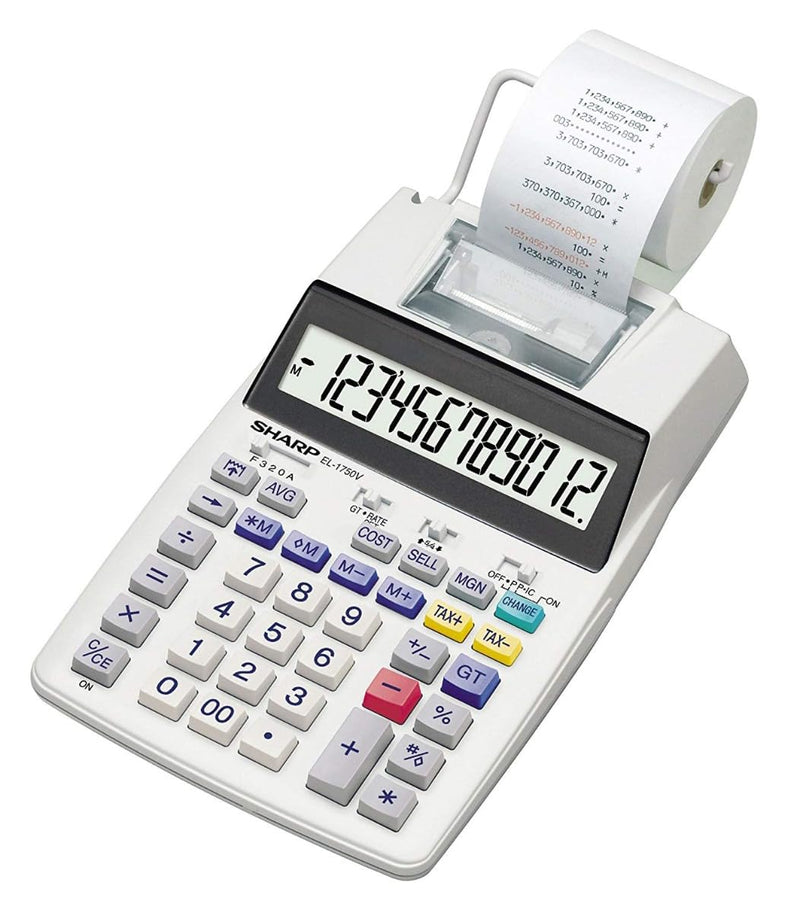 SHARP SH-EL1750V PRINTING CALCULATOR, BLACK/RED - BALCK/RED - Like New