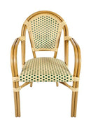 French Bistro Patio/Indoor Dining Chair 2 Pack, Beig/Green, CHIVARI - 2 CHAIRS - Like New