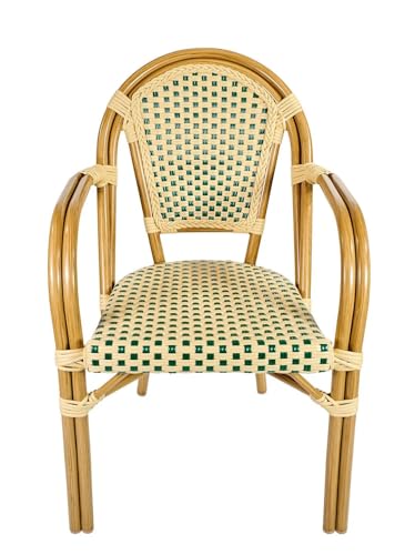 French Bistro Patio/Indoor Dining Chair 2 Pack, Beig/Green, CHIVARI - 2 CHAIRS - Like New