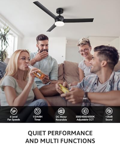 VONLUCE Ceiling Fan Lights 52" Fan Remote 6 Speed DC Motor CFN-1312 - BLACK - Like New
