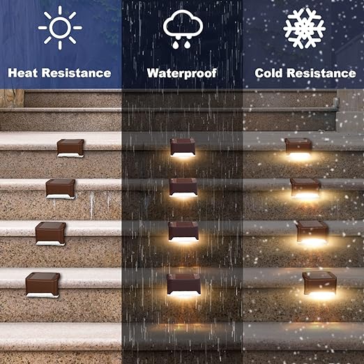 PEARLSTAR Solar Deck 4 pack Solar Step Lights Waterproof LED SL-501 - BROWN/WARM Like New