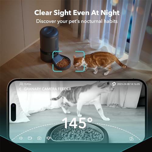 PETLIBRO AUTOMATIC CAT FEEDER CAMERA 1080P HD VIDEO 5G WIFI 2-WAY AUDIO - BLACK - Like New