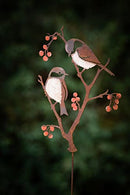 Chickadees & Berries Garden Stake Garden Art Flower Pot Decor Hand Painted - Brand New