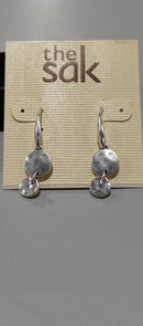 THE SAK DANGLE, HAMMERED, CIRCLE EARRINGS - SILVER - Brand New