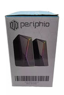 PERIPHIO 2.OCH MULTIMEDIA SPEAKERS LAPTOP PHONE SOUND SYSTEM RGB LED - BLACK - Like New