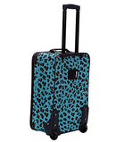 ROCKLAND JUNGLE SOFTSIDE UPRIGHT LUGGAGE 4-PIECE SET 14/29/24/28 - BLUE LEOPARD - Like New