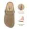 XIAKOLAKA WOMEN'S SUEDE CLOGS ADJUSTABLE BUCKLE SLIP ON WOMEN- SIZE 11- KHAKI - Like New