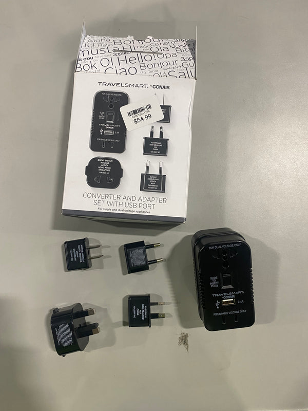 CONAIR TRAVEL SMART ALL-IN-ONE MULTIPLE SOCKET ADAPTER CONVERTER SET - BLACK - Like New