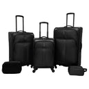 SKYLINE SOFTSIDE CHECKED SPINNER 5PC LUGGAGE SET - BLACK - Like New
