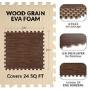 Stalwart 6 Pack Foam Tiles 24 sqft Wood Grain Interlocking, Dark Wood Grain - Brand New