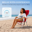 CARIBBEAN JOE FOLDING BEACH CHAIR CHAIR WITH HEADREST 350LBS CAPACITY - RED - Brand New