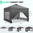 GDY 10x10 Pop Up Canopy Tent 4 Sidewalls Easy Set up OB-GZ044 Grey - Like New