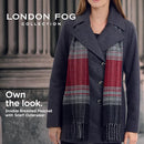 LONDON FOG Women's Double Breasted Peacoat with Scarf - Charcoal, Small - Brand New