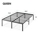 BEST PRICE MATTRESS QUEEN METAL WOOD BLACK 18 INCH BED FRAME - BLACK - Like New