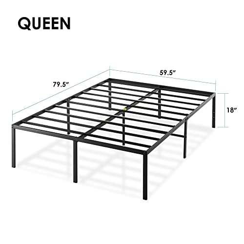 BEST PRICE MATTRESS QUEEN METAL WOOD BLACK 18 INCH BED FRAME - BLACK - Like New