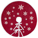 MACTING Christmas Burlap Tree Skirt 30 Inch Red/White Snowflake Printed - Brand New