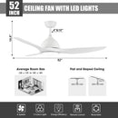 VACZON 52 IN. INTEGRATED LED INDOOR MODERN PROPELLER 3 BLADE CEILING FAN - WHITE - Like New