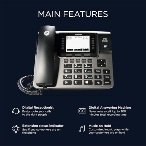 MOTOROLA VOICE ML1000 CORDED BASE STATION - BLACK - Brand New