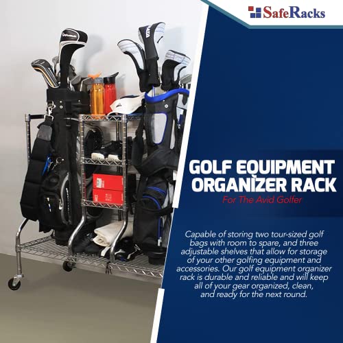 SafeRacks Golf Equipment Organizer Rack, Garage Storage Rack, Steel Wire - WHITE - Like New