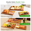 MAXBORO BAMBOO CUTTING BOARD SET WITH STAND, DOUBLE-SIDED, 3PCS - BROWN - Like New