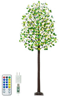 REMON 7FT 170 LED Lighted Eucalyptus Tree - Deco Tree, 17 Branches, 340 Leaves - Like New