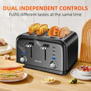 RAMJOY TOASTER 4 SLICE, DUAL INDEPENDENT CONTROLS  - BLACK STAINLESS STEEL - Like New