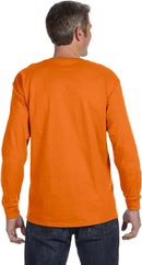 5586 Hanes Tagless ComfortSoft Long-Sleeve T-Shirt Safety Orange L Like New