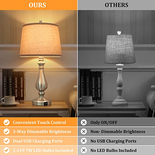 VERRON USB TABLE LAMPS SET OF 2 (NIGHTSTAND, BEDSIDE, LIVING ROOM, OFFICE) - Like New