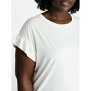 TERRA & SKY WOMEN'S PLUS RUFFLE SHORT SLEEVE TEE - SIZE: WOMEN 3X - WINTER WHITE - Brand New