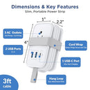 UNCAGED ERGONOMICS TRAVEL CHARGER FOR MULTIPLE, FLAT PLUG POWER STRIP - WHITE - Like New