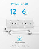 ANKER POWER STRIP SURGE PROTECTOR 2 × 4000JOUles PowerExtend Strip 12 Outlets Like New