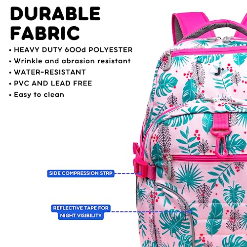 J WORLD MULTI-COMPARTMENT LAPTOP BACKPACK, PALM LEAVES, 18.5 X 13 X 7.5 - Brand New