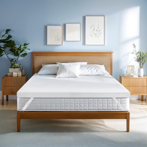SUBRTEX 3" GEL-INFUSED MEMORY FOAM MATTRESS TOPPER CALIFORNIA KING - WHITE/BLUE - Like New