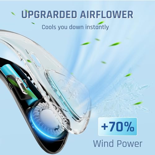 NUERST NECK FAN, NECK FAN WITH 5000MAH RECHARGEABLE BATTERY, F70 - BLACK - Like New