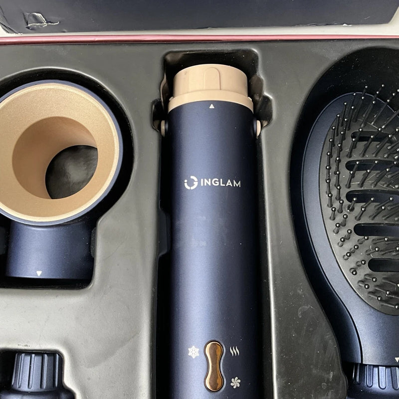 IG INGLAM MEGAAIR STYLER, 5 IN 1 HAIR DRYER BRUSH 110,000 RPM BLUE - BLUE - Like New
