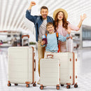 GENERIC 3-PIECE HARDSHELL CHECKED SPINNER LUGGAGE SETS, 20IN/24IN/28IN - BEIGE - Like New