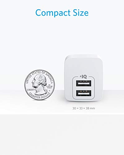 ANKER 2 PACK DUAL PORT 12W USB A CHARGER BLOCK W, FOLDABLE PLUG B2620 - WHITE - Like New