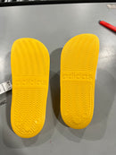 ADIDAS WOMEN'S ADLIETTE SHOWER SCRIPT SLIDES SOCCER SLIDES - 9 - YELOLOW/WHITE - Brand New