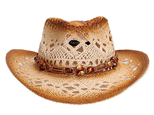 Livingston Men & Women's Woven Straw Cowboy Hat w/Hat Band; OS (Bead Brown) - Like New