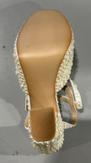 GOOLITA WOMENS OPEN TOE PEARL BRIDAL SHOES - (EU W36) US 5.5 CONVERSION - WHITE - Like New