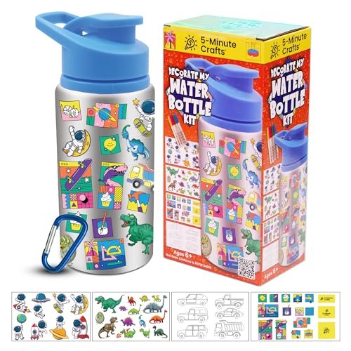 5-MINUTE CRAFTS KIDS BOY BOTTLE WITH STICKERS KIT, 16.9 oz/500 ml, 2333END - Like New