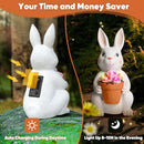 BRIGHTEVER SOLAR POWERED OUTDOOR GARDEN STATUES- RABBIT, 11.8IN - FLOWER POT - Like New